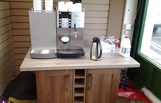 Coffee vending station on a counter